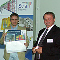 Daniel Kóňa of Prodis plus s.r.o (on the left) receives his prize at the Statika Conference 2011 in Nove Mesto na Morave (CZ) from the hands of Milan Hric (Scia SK).